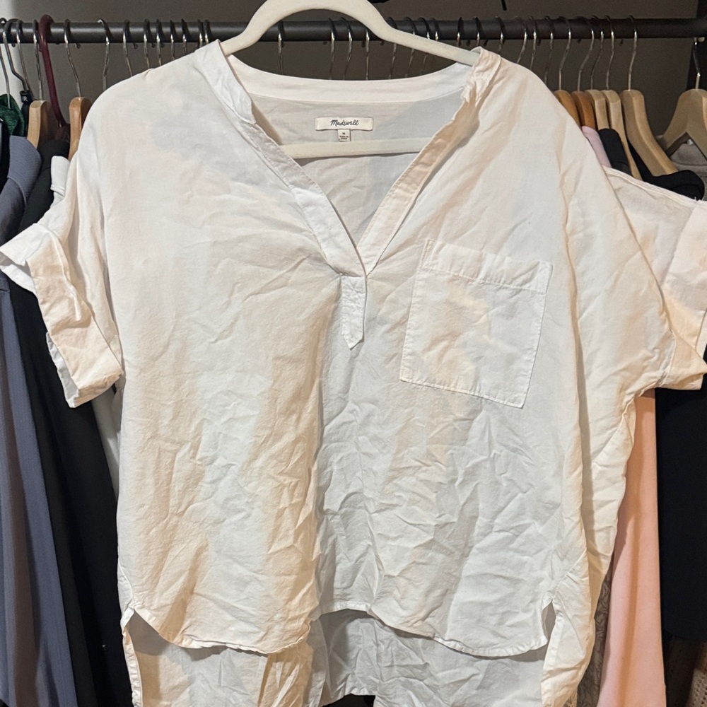Madewell Women's Soft White V-Neck Blouse